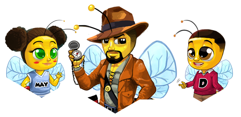 Dig Bee, D Bee, and May Bee